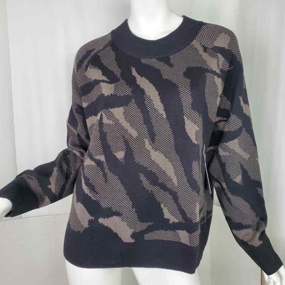 Athleta Jacquard Crew Pullover Sweater Wool Blend L Large